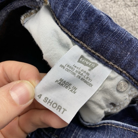 Levis Straight Jeans Womens 4 Short Blue Dark Wash Low Rise - Picture 6 of 15